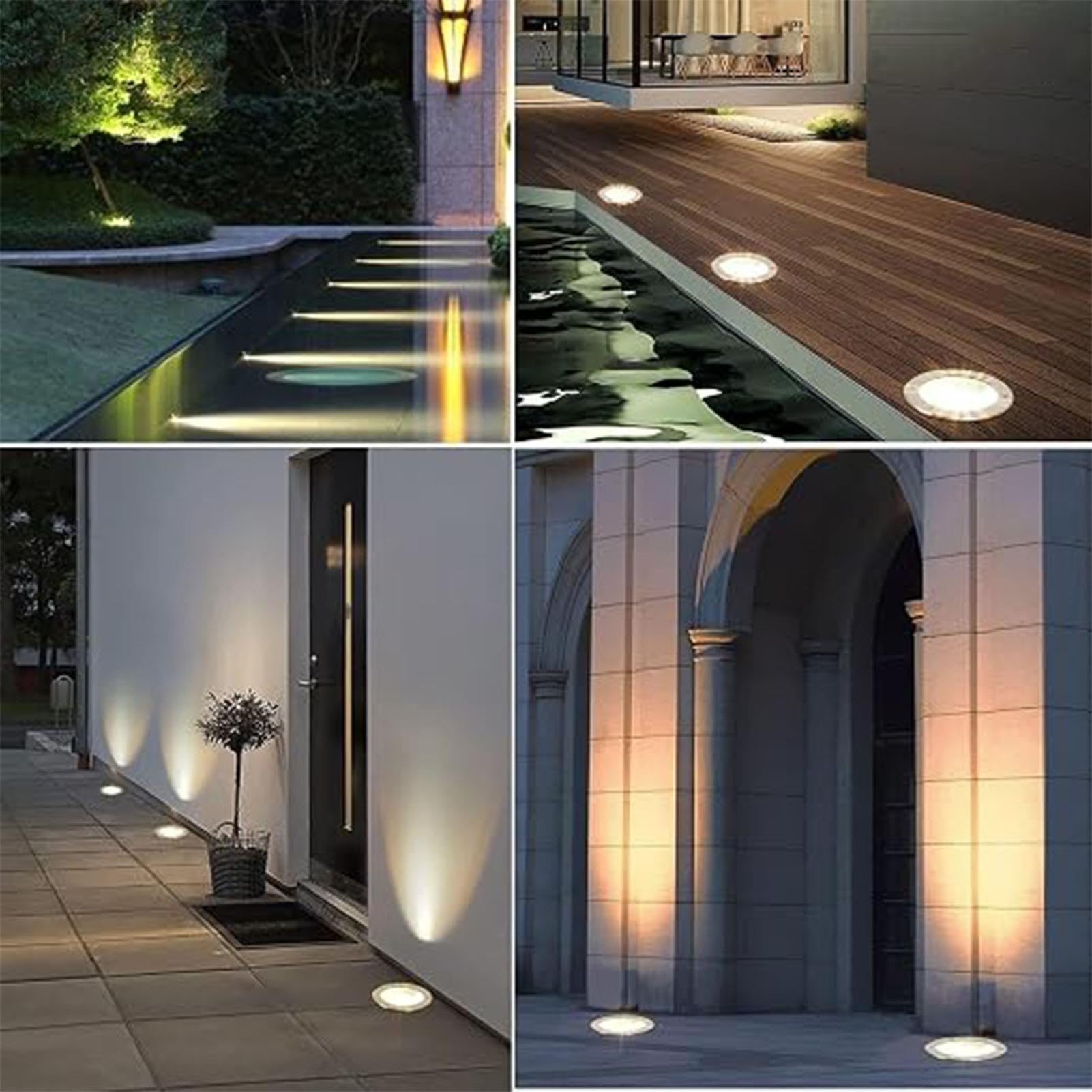 Luces De Paisaje - Foco LED Empotrable De Suelo, Luz Subterránea Impermeable IP67, Luces De Suelo Para Exteriores Jardines Patios AC85-265V, Para Hoteles, Villas(Warm White,10W)