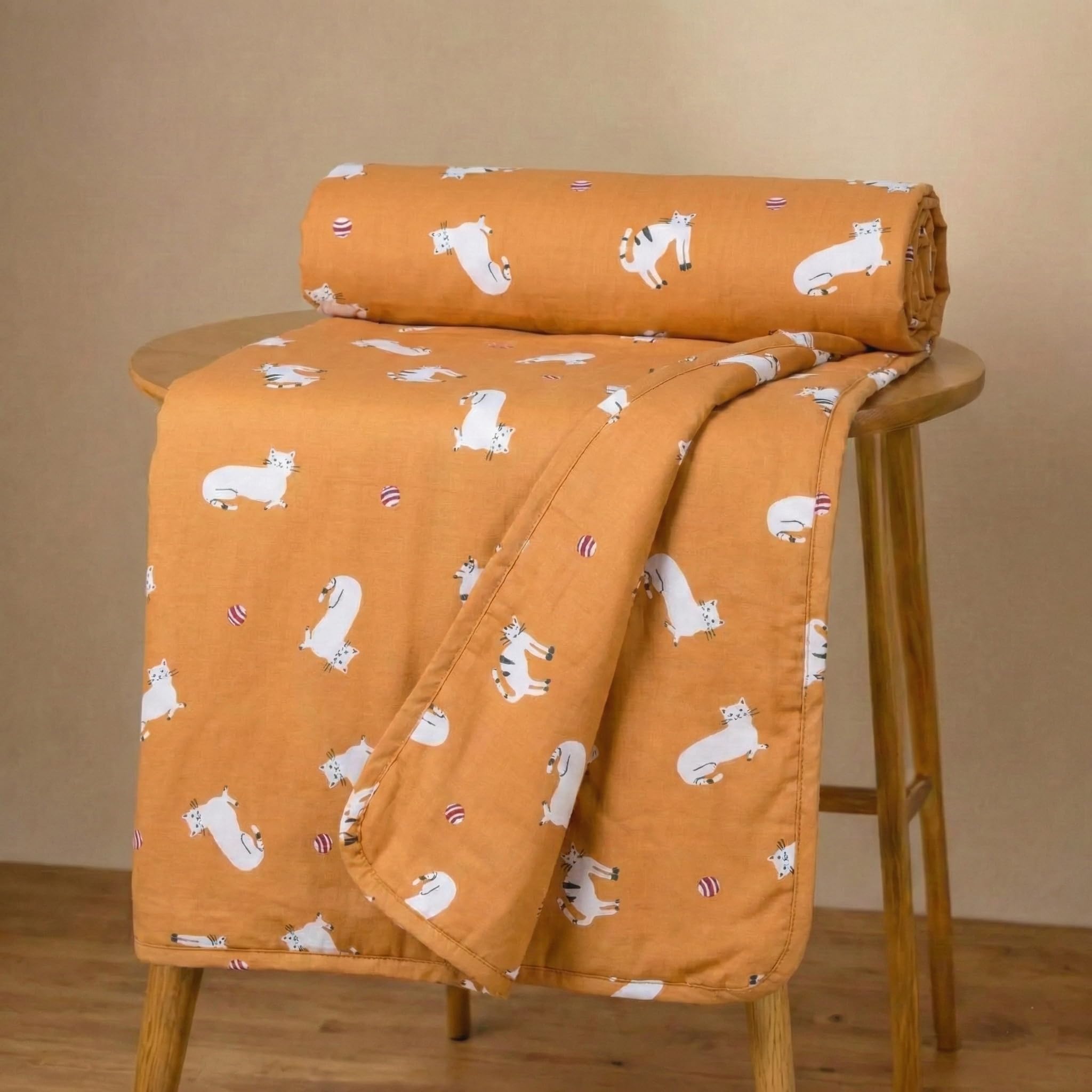 Trance Home Linen 100% Cotton Reversible Dohar Single Bed Size | Kids Print Design Blanket | Soft Lightweight Ac Comforter Quilt (56"X88", Kittens) Pack of 1 Summer Collection-image-18