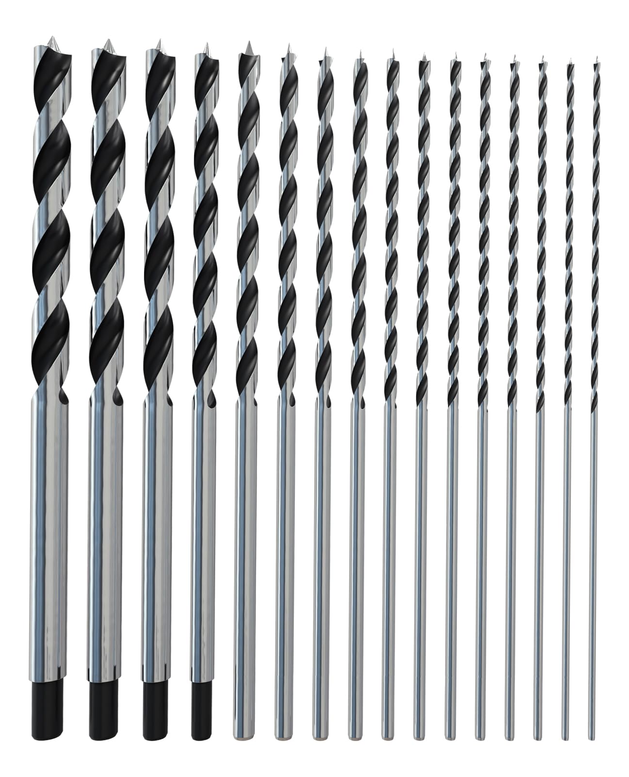 16pc Brad Point Drill Bits - Extra Long Wood Drill Set -1
