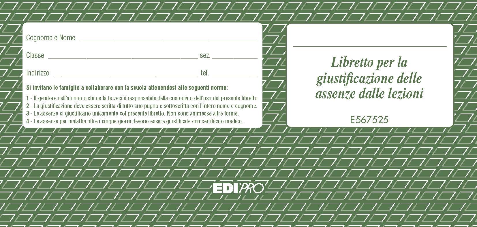 Edipro E567525 Justification Book 25 Sheets F.to 9.9 x 17
