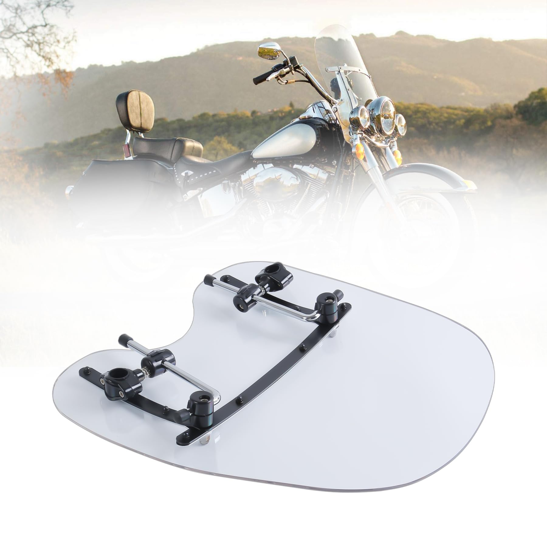 Deflectores de Parabrisas de Motocicleta Aptos para Harley Suzuki, Honda, Shadow, Yamaha, Kawasaki, Cruiser, Estándares (Blanco, 19 Inch)
