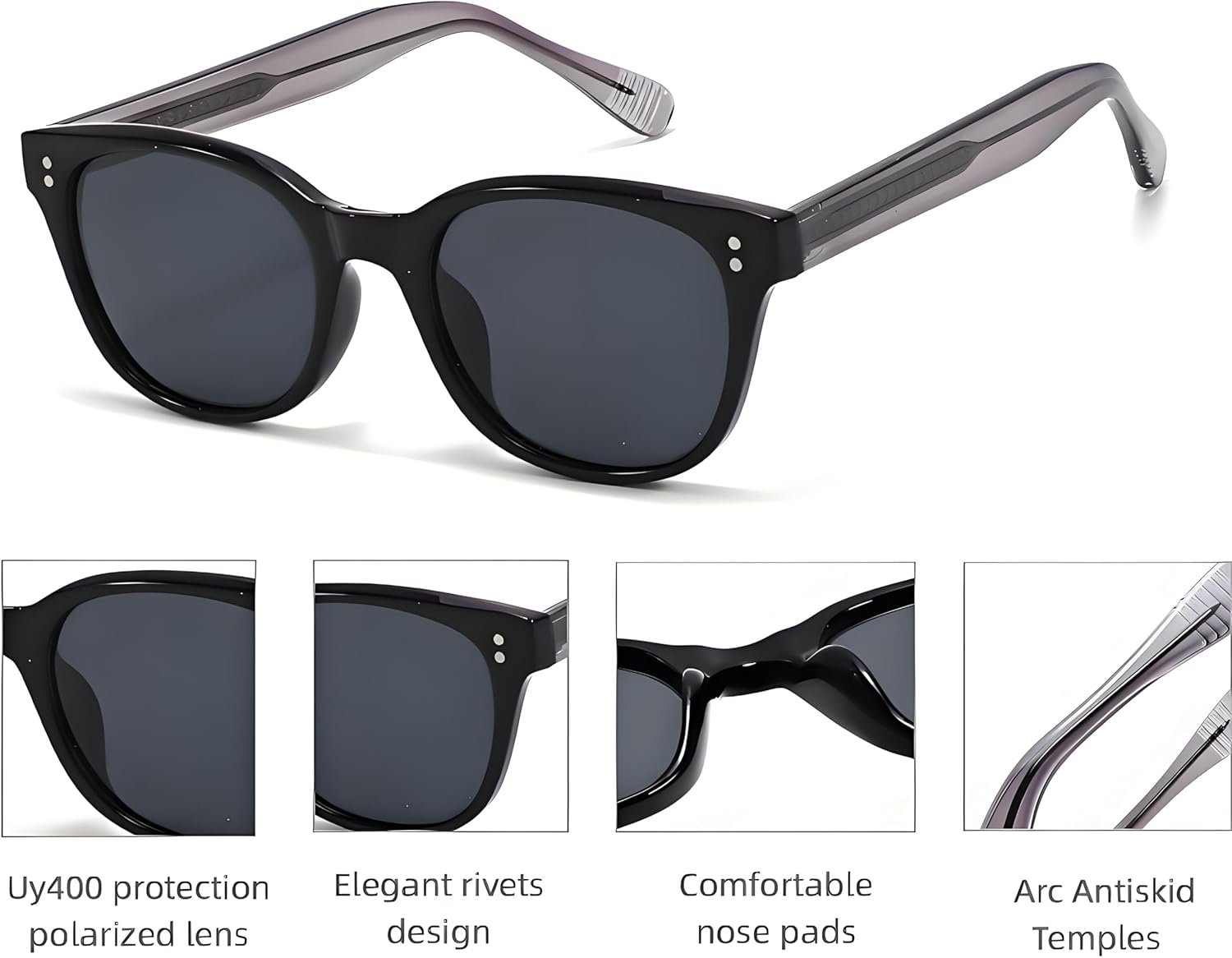 Polarized Oval Sunglasses for Women Retro Driving Glasses UV Protection - Image 5