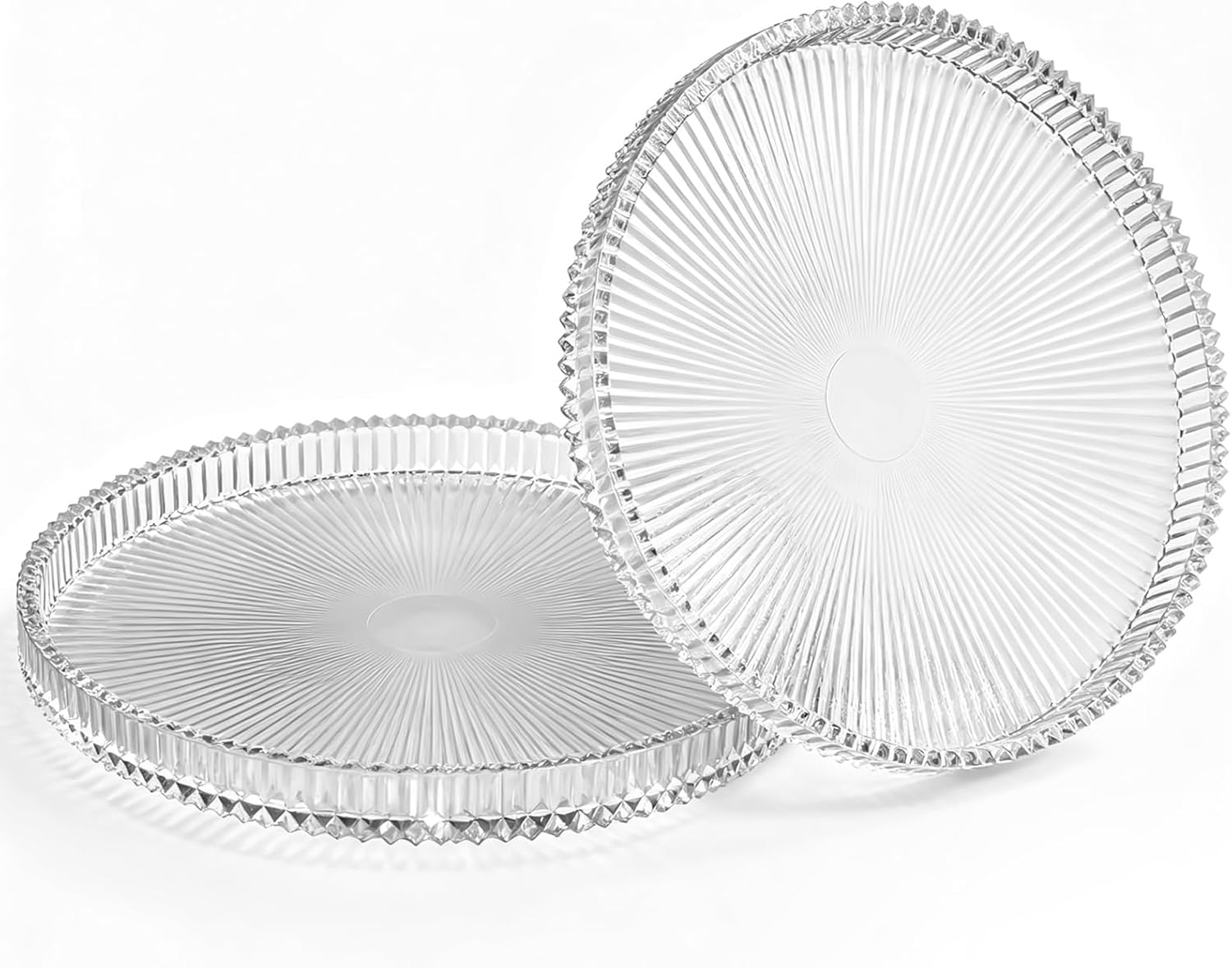 2 Pack Round Glass Serving Trays - Clear Serving Tray for Breakfast, Desserts, Jewelry & Perfume Display,10 Inches Diameter Glass Tray, Home Decoration