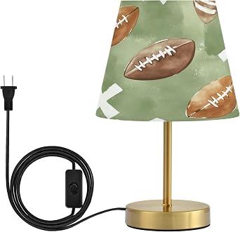 Watercolor Footballs Green Dimmable Table Lamp Night Light Bedroom Lamps for Nightstand Living Room Dorm Home Office Desk, LED Bulb Included, M