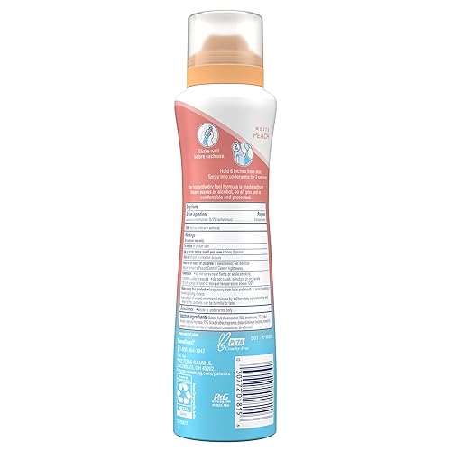 Miniatura 9 de Secret Dry Spray Desodorante antitranspirante para mujer, protección sin peso contra el sudor y el olor, suave con la piel, aroma de melocotón