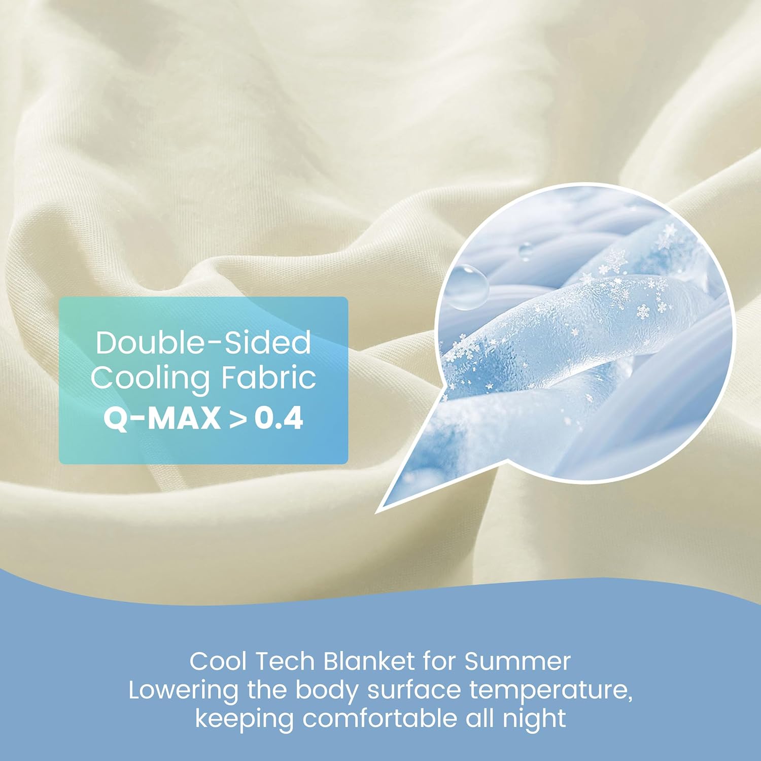 SNOWMAN Cooling Comforter King Size Double-Sided, Soft Cooling Blanket for Hot Sleepers, Cold Touch Fabric Summer Quilt, Lightweight Q-Max>0.4 Silk Smooth (Yellow Green/Cream, 106"x90") - Image 3