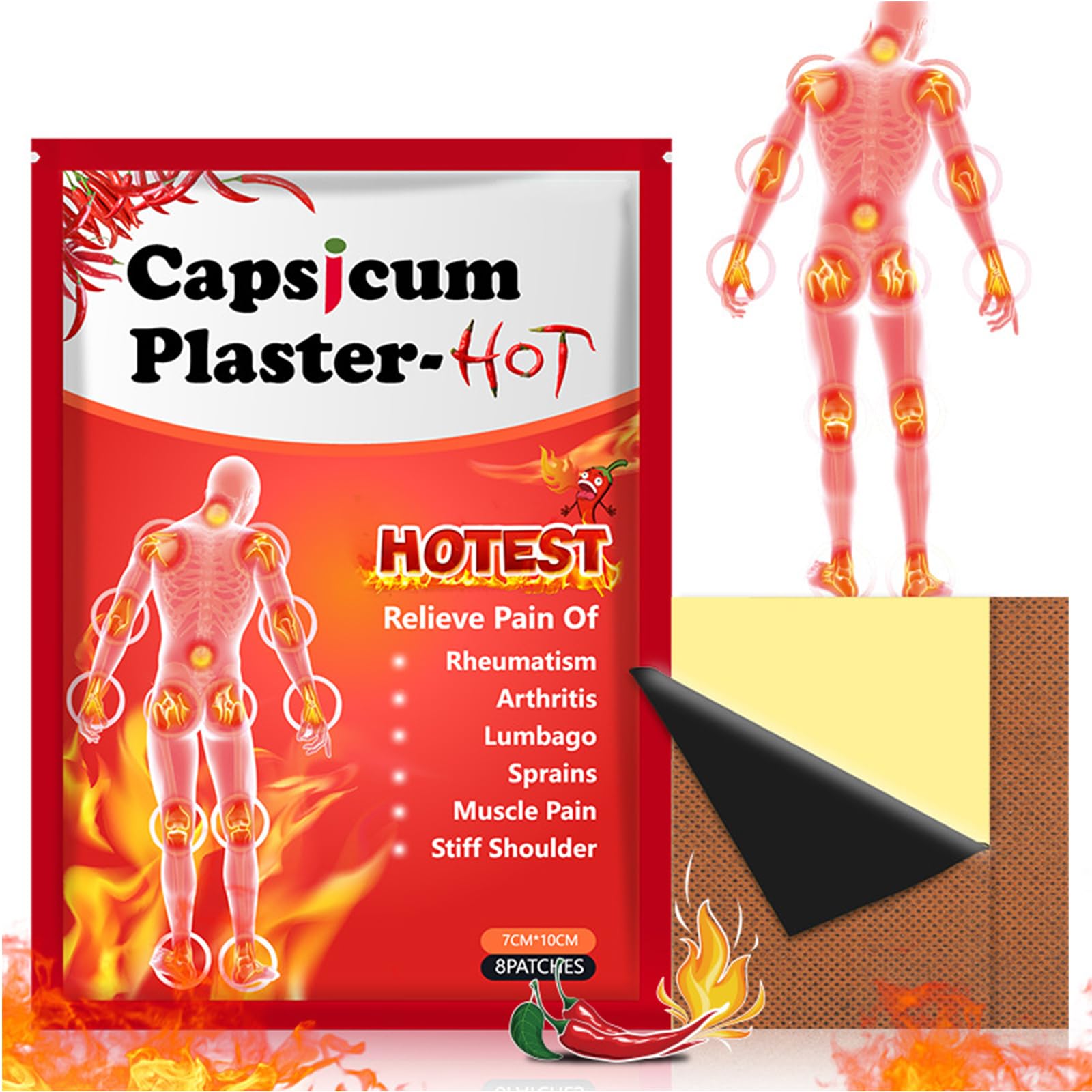 Patch termiche della Capsaicina,Patch termiche,Patch termiche di capsaicina naturale,Alleviare la tensione muscolare,Patch termiche per il corpo 40PC