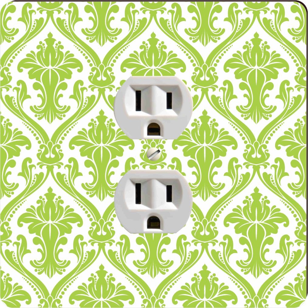 Plaque de sortie design damassé vert citron Outlet 9225 pour finition murale