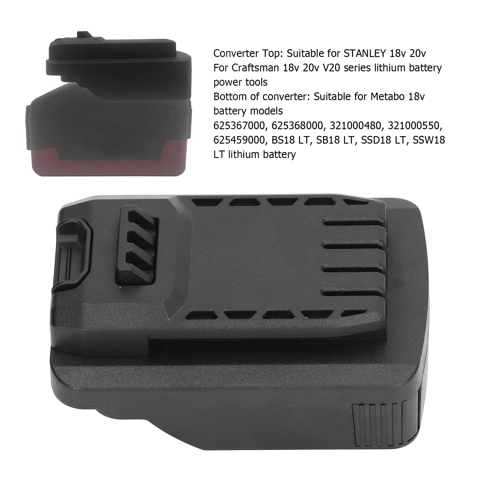 Adaptador de Batería para Metabo, Convertidor de Batería de Litio de 18v a STANLE para Craftsman 18v 20v V20, Herramienta Convertidora de Energía de Litio