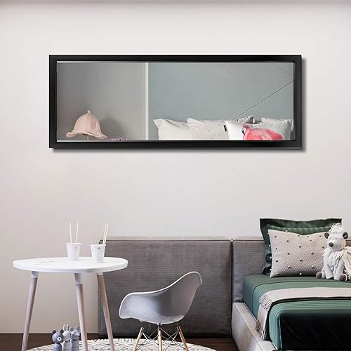 Miniatura 2 de NeuType Espejo de pared de longitud completa de 43 x 16 pulgadas, espejo de pie en negro, marco de poliestireno, sin soporte, adecuado para ducha,