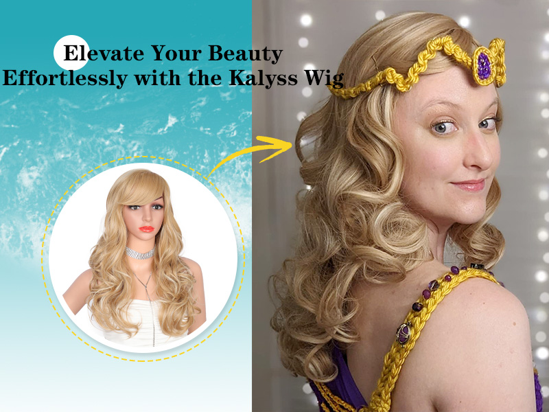 Amazon.com : Kalyss Blonde Wig With Bangs Long Blonde Curly  display picture 3