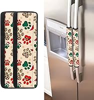 Vista 23 de Juego de 2 fundas para manija de puerta de refrigerador con estampado de copos de nieve de aguacate, protector de manija de puerta de cocina lavable