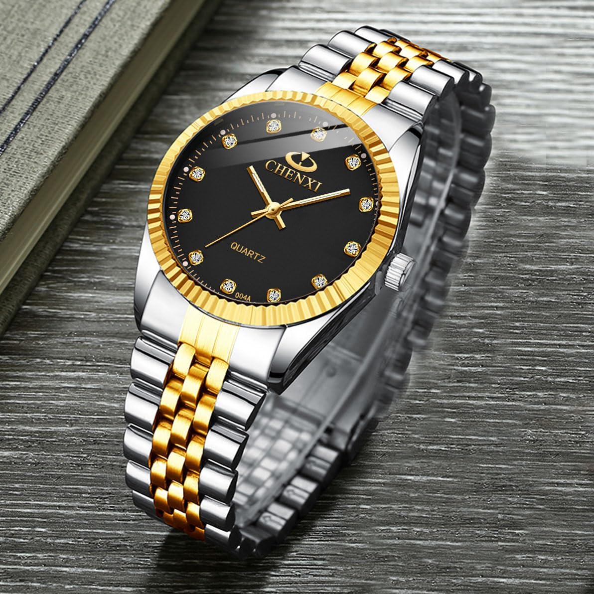 FANMIS Men's Classics Business Easy Reader Quartz Watch Military Analog Luminous Waterproof Quartz Stainless Steel Watch Elegant Gift Watch for Men (Y Silver Black)