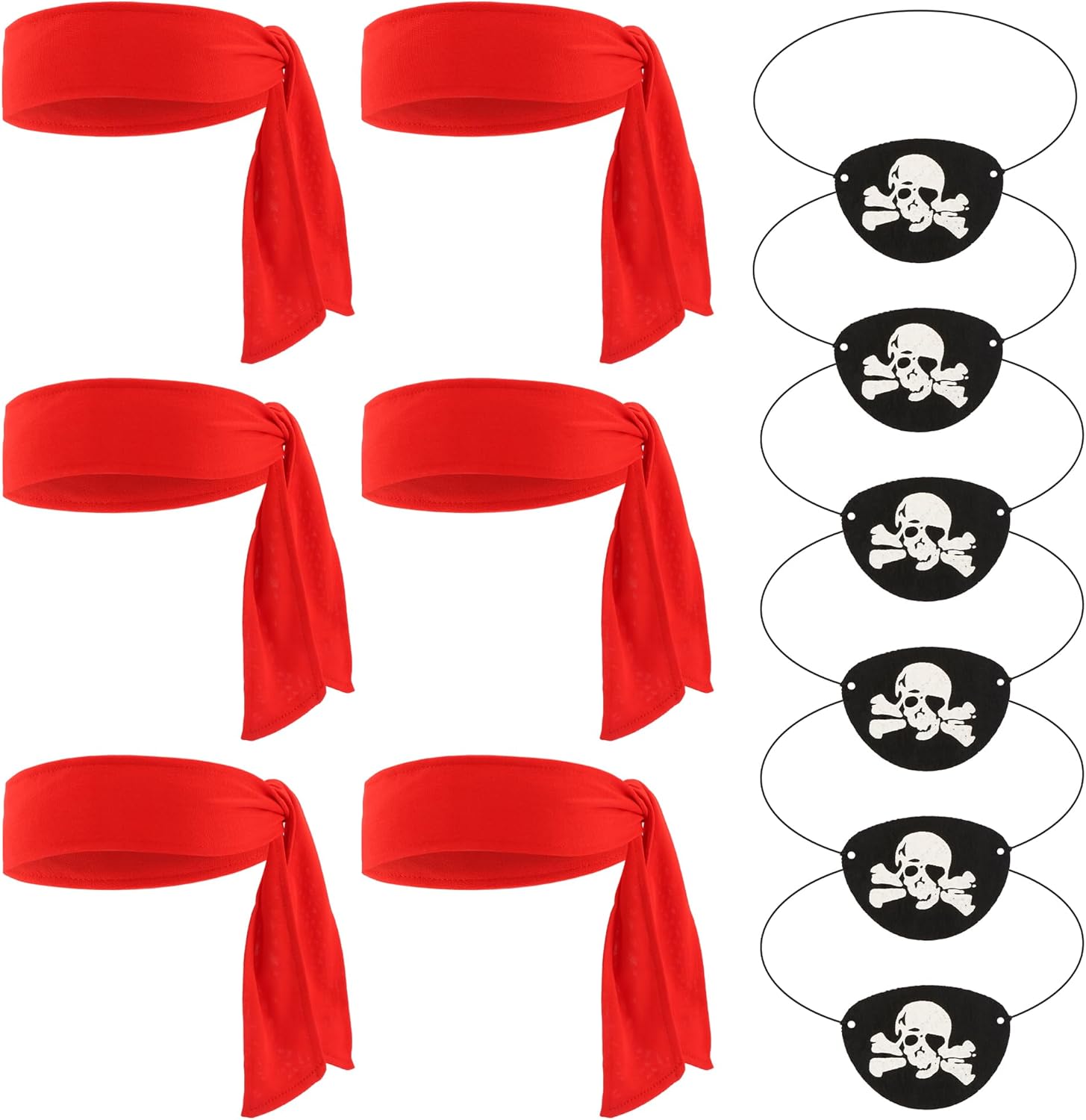 Chanaco 12Pcs Pirate Accessories Costume Women Pirate Bandana Supplies for Men Eye Patches and Headband Outfit Party Favors for Cosplayer