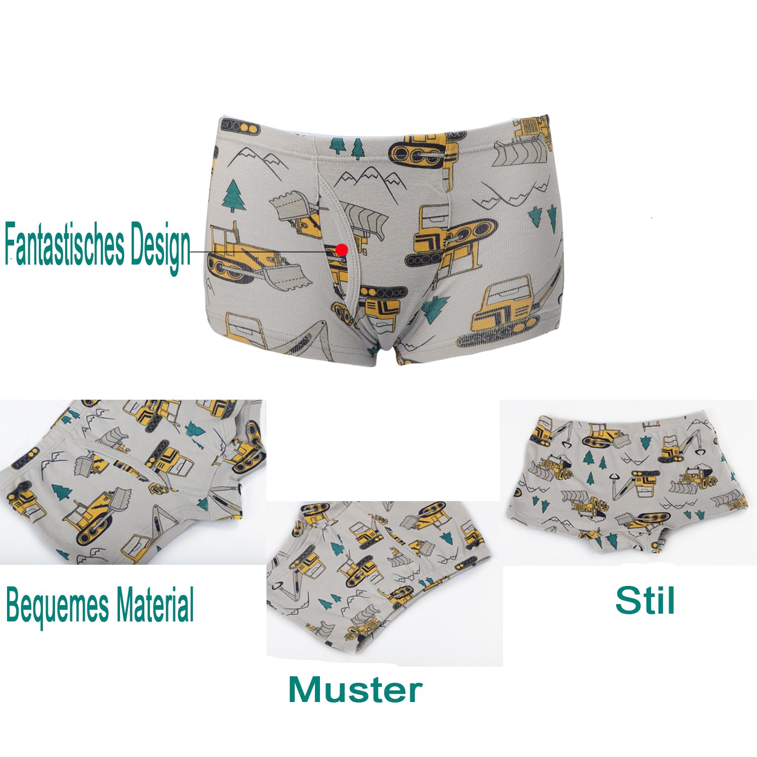 JackLoveBriefs Enfant Boxer Garcon Caleçon Multicolore,12 Pièces