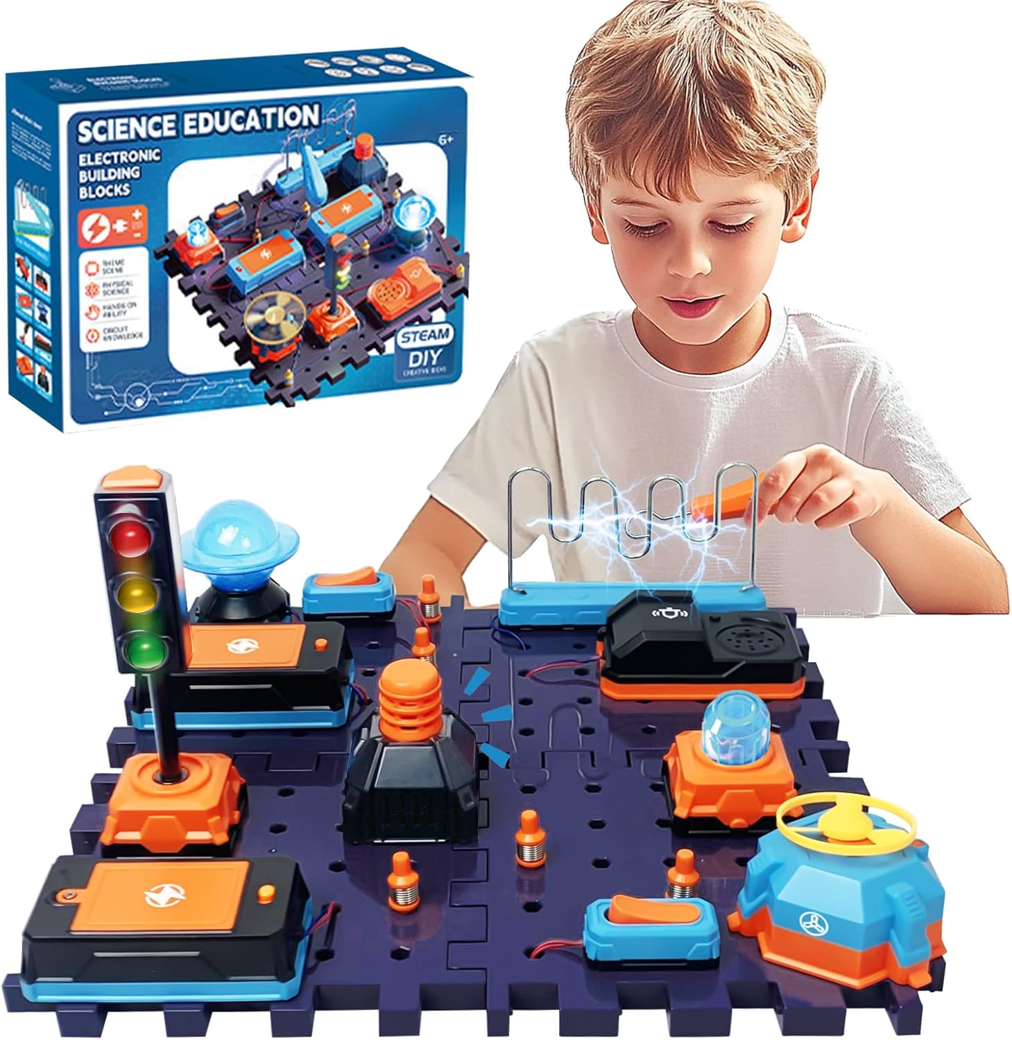 Circuit Board for Kids, 45 PCS Circuits DIY Electronics Exploration Kit with 100+ Projects, Physics Science Experiments Kit, School Family STEM Kits Educational Toy Gift for Kids 6+