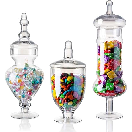 Diamond Star Set of 3 Clear Glass Apothecary Jars