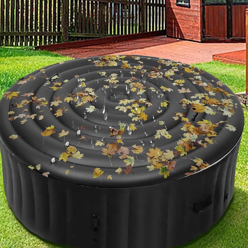 Housse de spa gonflable ronde de 180 cm avec couvercle en PVC - Économie d'énergie - Noir