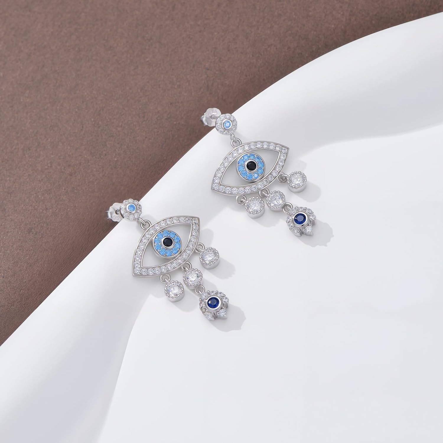 PEIMKO Evil Eye Earrings 925 Sterling Silver Circle Evil Eyes Protection Earrings for Women - Image 2