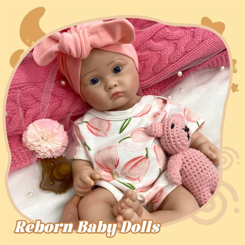Generisch 18 Zoll Ultra-realistische Silikon-Reborn-Babypuppe – Handbemaltes Neugeborenen-Spielzeug mit lebensechter Hauttextur, weich und beschwert – Für Kinder ab 3 Jahren