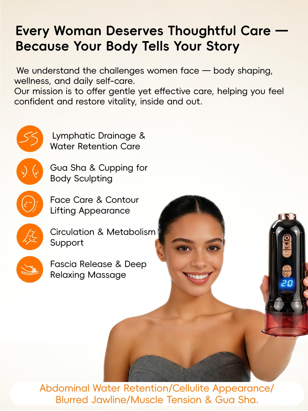 5-in-1 Body Sculpting Machine – Gua Sha & Cupping Vacuum Massage Device, Lymphatic Drainage Massage, Anti-Cellulite Tool & Skin Firming Care for Face, Belly, Arms, Legs, Waist(Matte Black)
