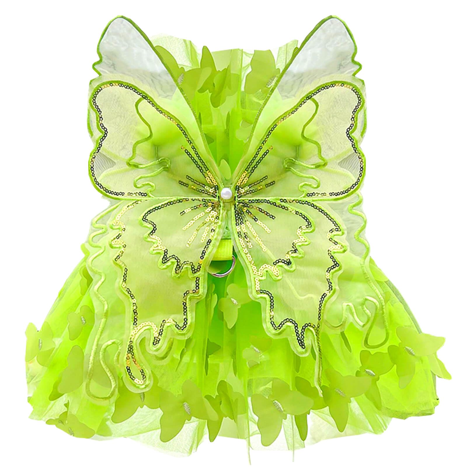 Dog Dresses Puppy Bowknot Luxury Princess Beautiful Butterfly Dress Floral Clothes Wedding Evening Lace Tutu Skirt Cute Doggie Dress for Small Dog Girl Green XL