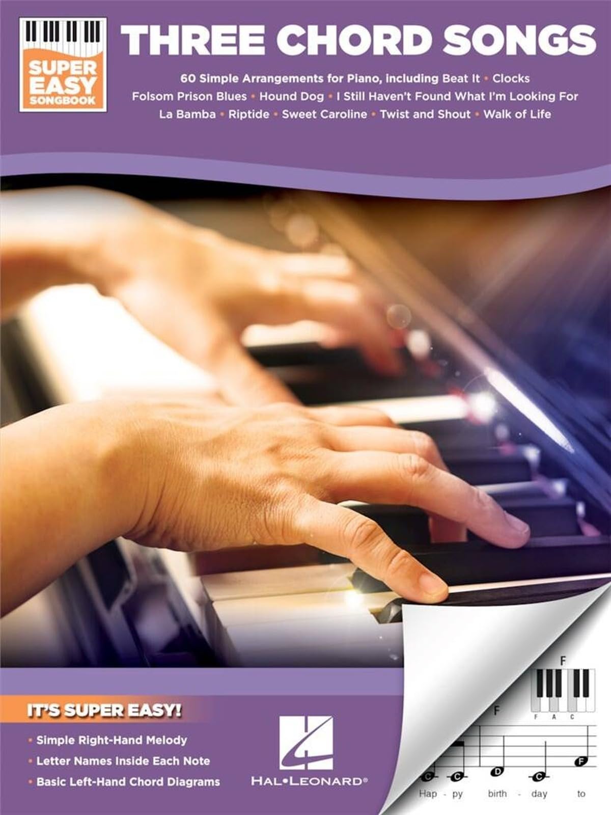 Three Chord Songs - Super Easy Songbook. Piano Solo.