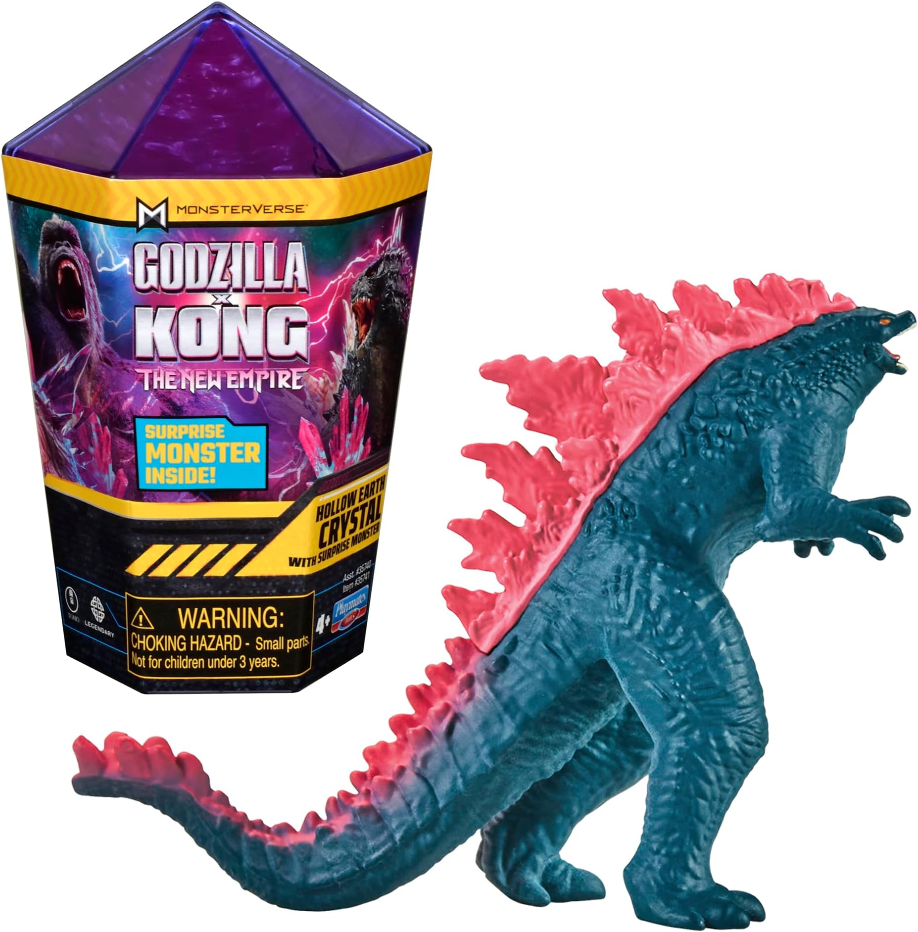 MonsterVerse Godzilla x Kong: The New Empire, 4.5 Inch Hollow Earth Crystal Action Figure Toy with 2 inch Mini Surprise Figure, Iconic Collectable Movie Characters, Suitable for Ages 4 Years+