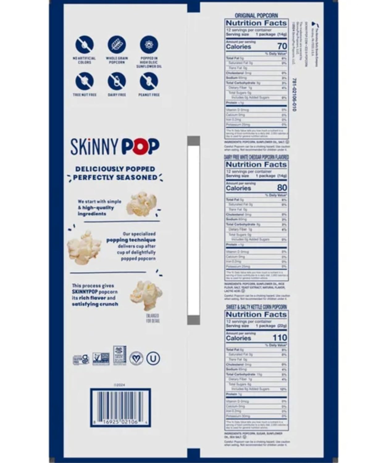 Real Popcorn Bags, Variety Pack, Individual Snack Bags, Popcorn Gift Set, Original, White Cheddar, Kettle Corn Popcorn (Pack of 36)