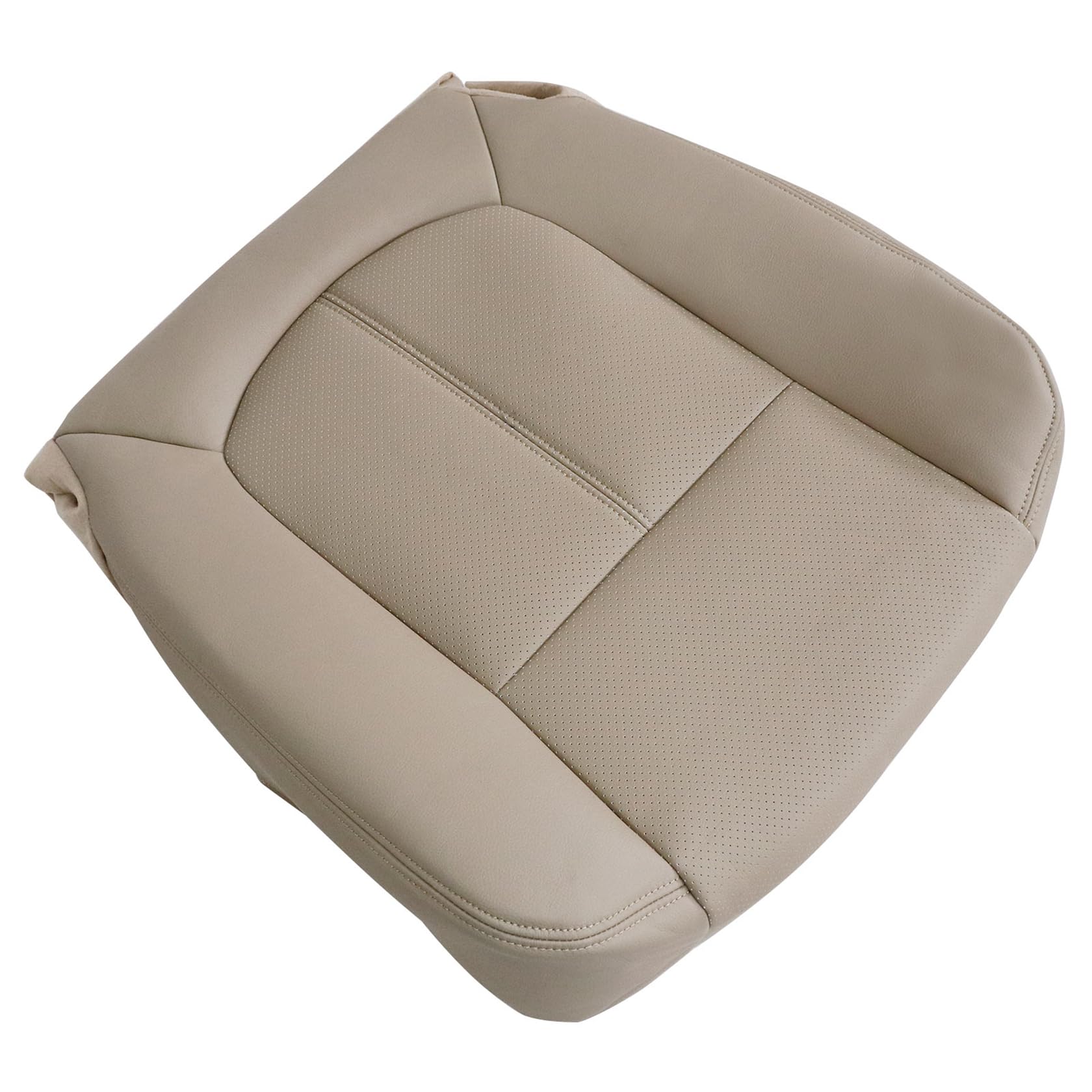 FZJDSD Tan Driver Side Bottom Perforated Leather Seat Cover Compatible with Ford F-150 F-250 F-350 F-450 F-550 Lariat 2011 2012 2013 2014 2015 2016