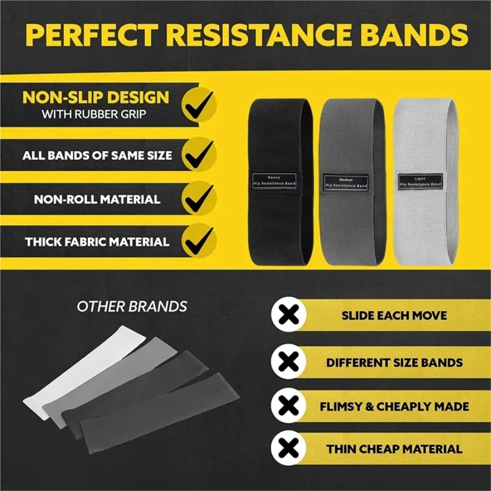 Bandas Elasticas Fitness Bandas elásticas de Resistencia for glúteos y Muslos, Ideales for Ejercicios, Sentadillas Yoga. También sirven como Bandas Circulares for Entrenamiento Gimnasio