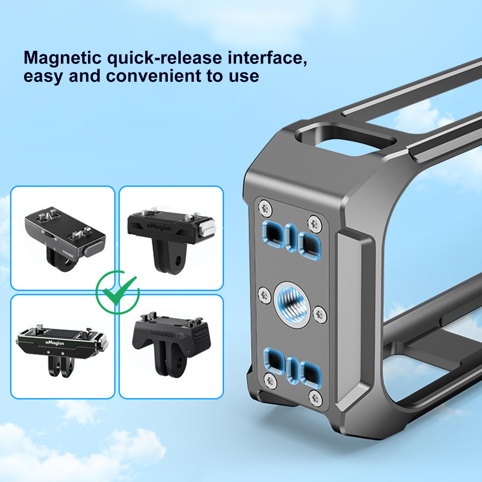 Boîtier de protection multifonction pour caméra d'action, accessoires de montage pour caméra d'action, boîtier en aluminium à fermeture rapide, support de chaussure froide et accessoires de cage