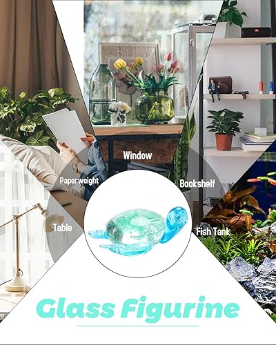 Miniatura 7 de Bdor Figura de tortuga marina de vidrio soplado a mano, pisapapeles, adorno de mar, colección de arte, escultura de vidrio para regalo, decoración