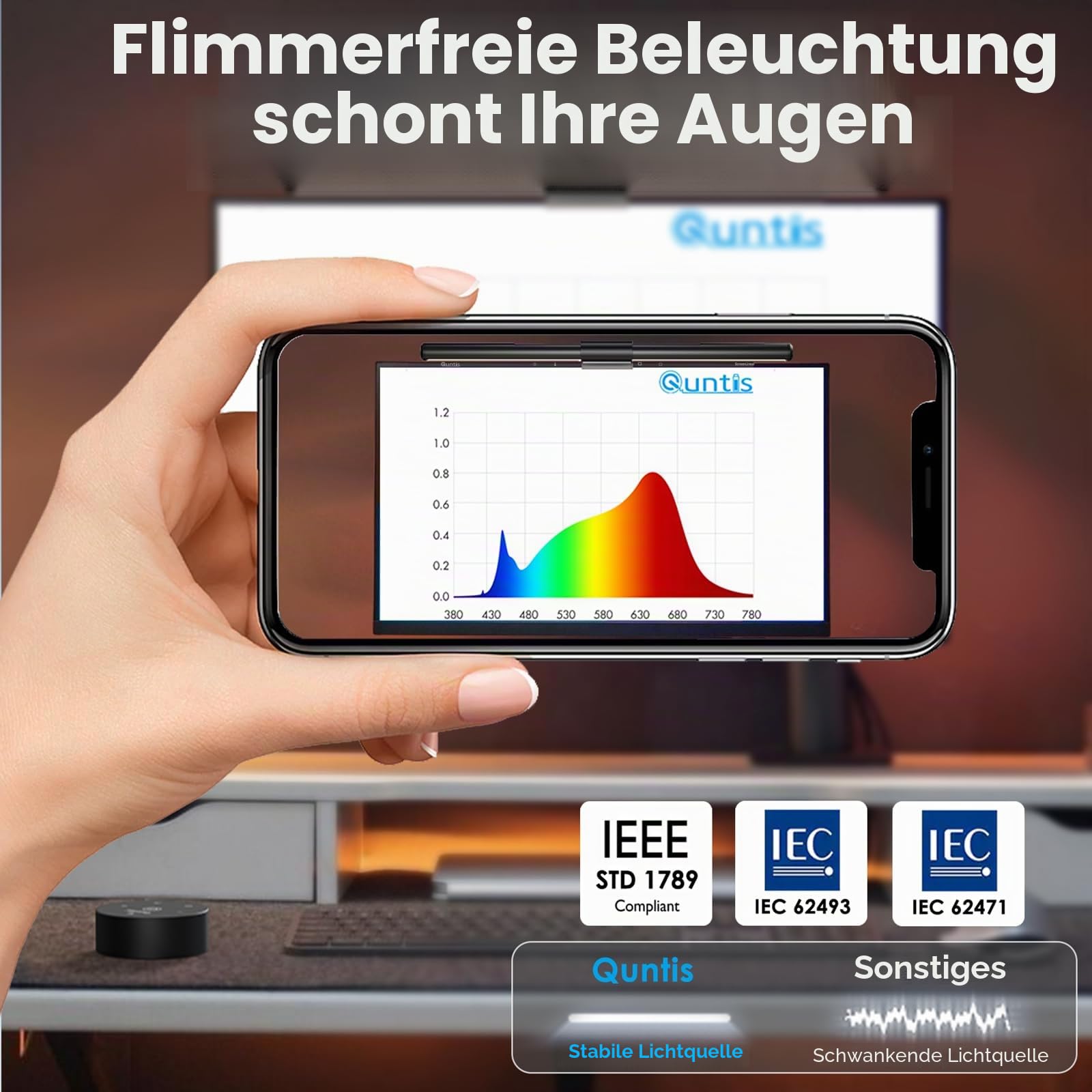 Quntis Computer Monitor Lampe LED mit Fernbedienung & Touch Control, 40cm Monitor Light Bar mit Anti-blaues Licht, Bildschirmlampe USB mit Auto-Dimmen, PC Büro Lampe