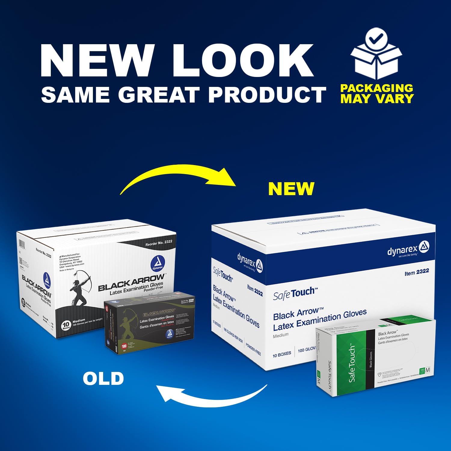 Dynarex Black Latex Exam Glove, Medium, 1000 Count