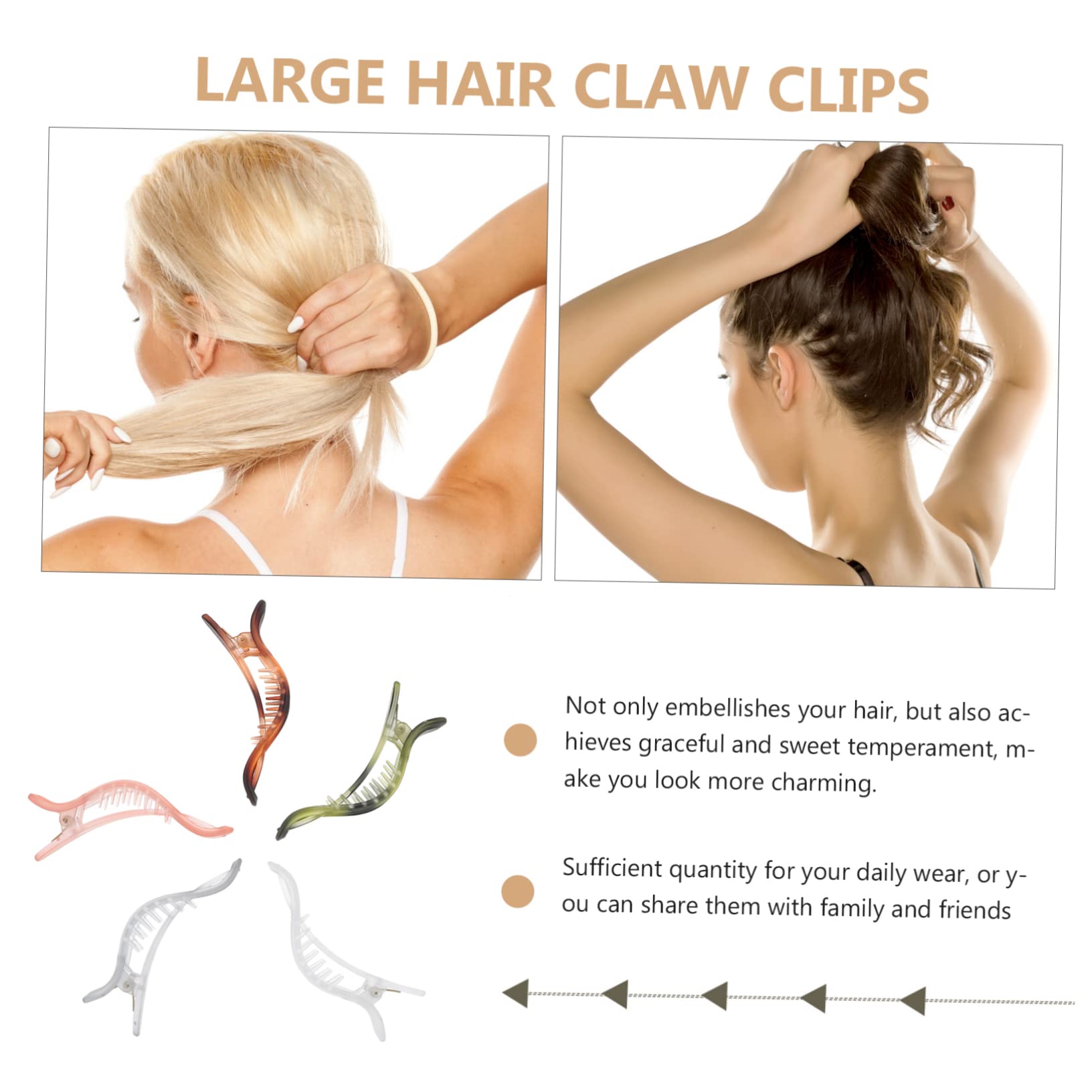 25 Piezas Pinza De Pelo De Cocodrilo Pinzas De Pelo De Cocodrilo Clips De Garra Plana Agarre Sin Deslizamiento Clip De Mandíbula De Las Mujeres Moda Acrílico
