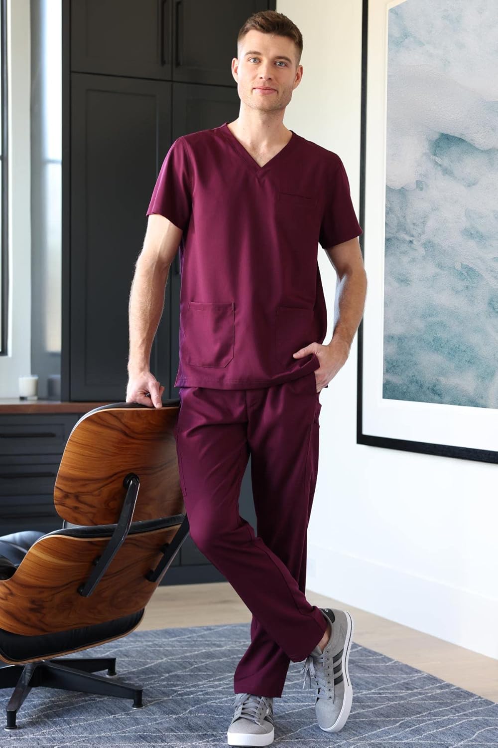 Med Couture Men's Scrub Top Wescott with 3 Pockets & 2-Way Stretch and Ultra Soft Fabric - MC7477 - Image 3