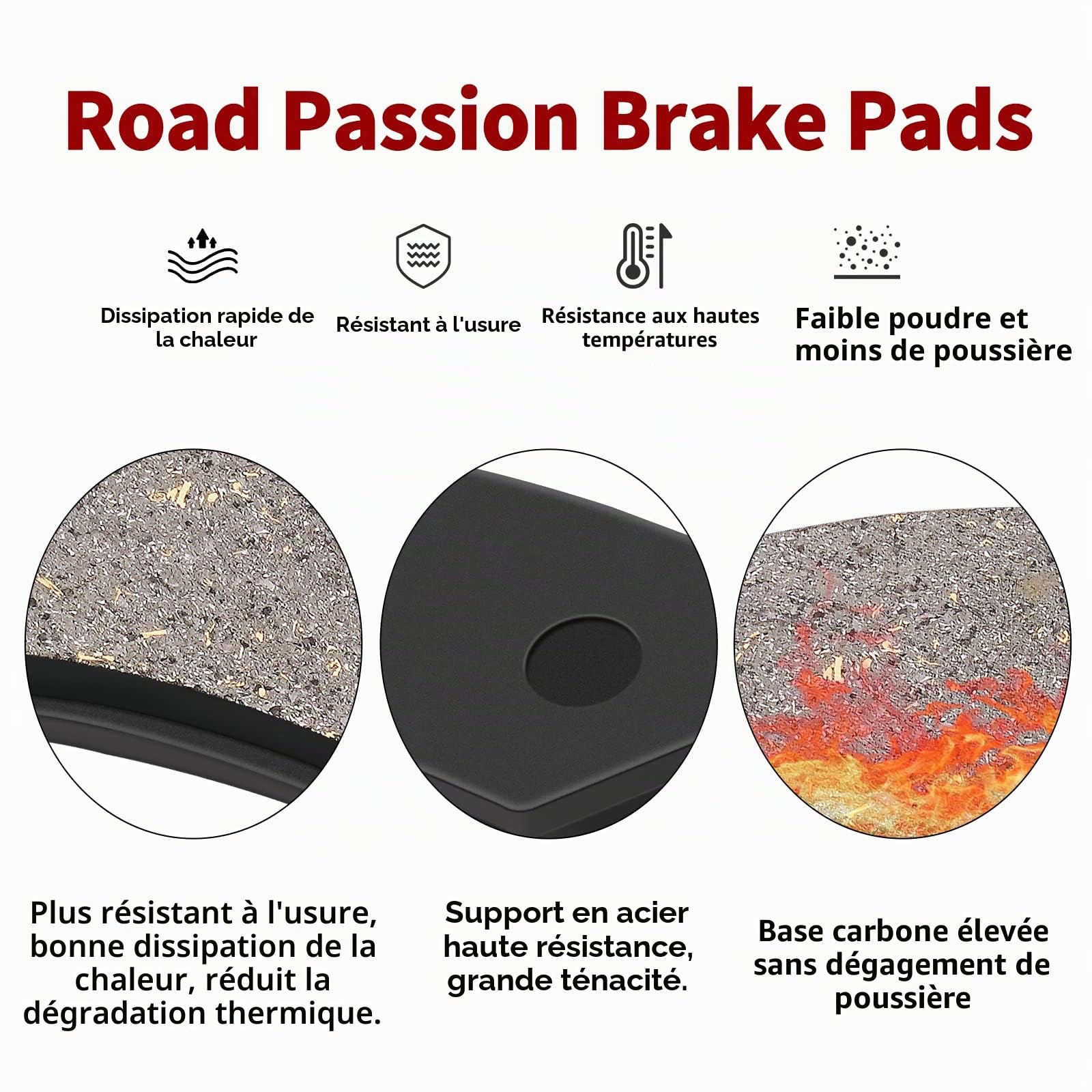 Road Passion Plaquette de frein à disque arrière pour YAMAHA YZ125 R/S/T/V/W/X/Y/Z/A (2T) 2003-2016/YZ250 R/S/T/V/W/X/Y/Z/A (2T) 2003-2016/YZ250 YZ450 FR/FS/FT/FV/FW/FX/FY/FZ/FA (4T) 2003-2015