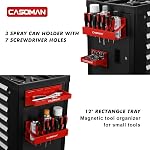 CASOMAN 4PCS Étagère de boîte à outils magnétique rouge, plateau, porte serviette en papier, variété d'utilisation, durable, aimants toute surface métallique