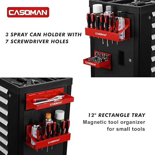 Miniatura 6 de CASOMAN Estante magnético rojo de 4 piezas, bandeja, soporte para toallas de papel, variedad de uso, duradero, imanes para cualquier superficie