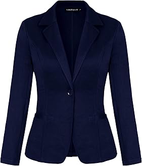 MINTLIMIT Women Long Sleeve Button Blazers Work Casual Office Notch Lapel Business Open Front Blazer Jacket with Pockets