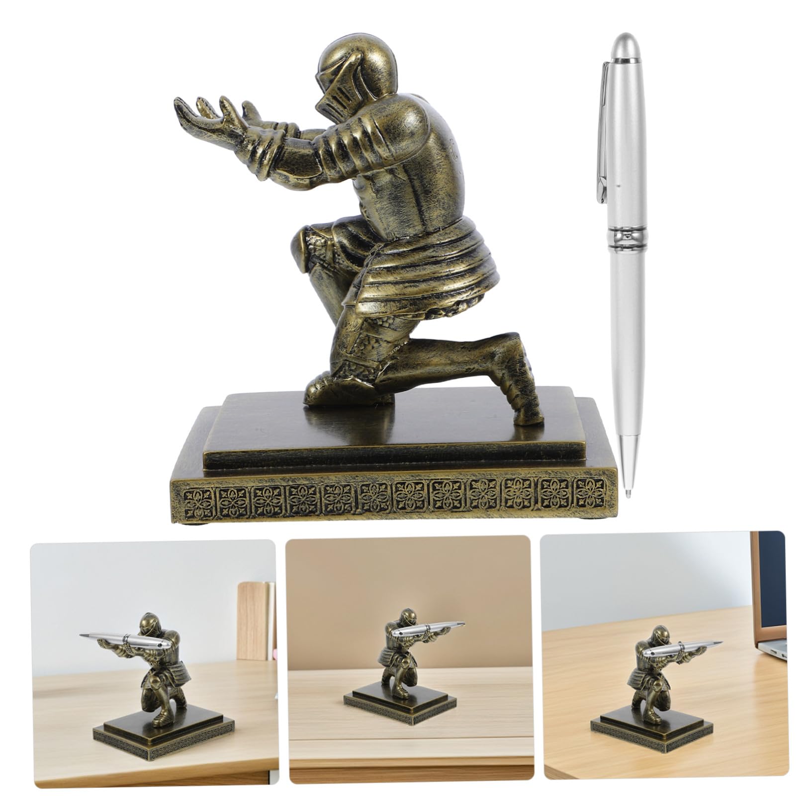 Goldener Stiftehalter Soldatenfigur aus Kunstharz, Dekorativ