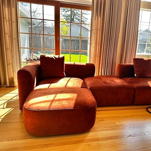 Miniatura 6 de Acanva Sofá moderno de terciopelo con espalda curvada, estilo minimalista, cómodo sofá para sala de estar, apartamento, modular de 4 plazas,