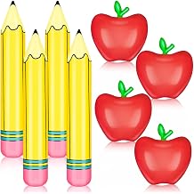 8 Pcs Back to School Balloons Inflatable Pencil Red Apple Balloon Cute Fruit Balloon Birthday Party Favor for First Day of School Classroom Birthday Party Decoration Supplies