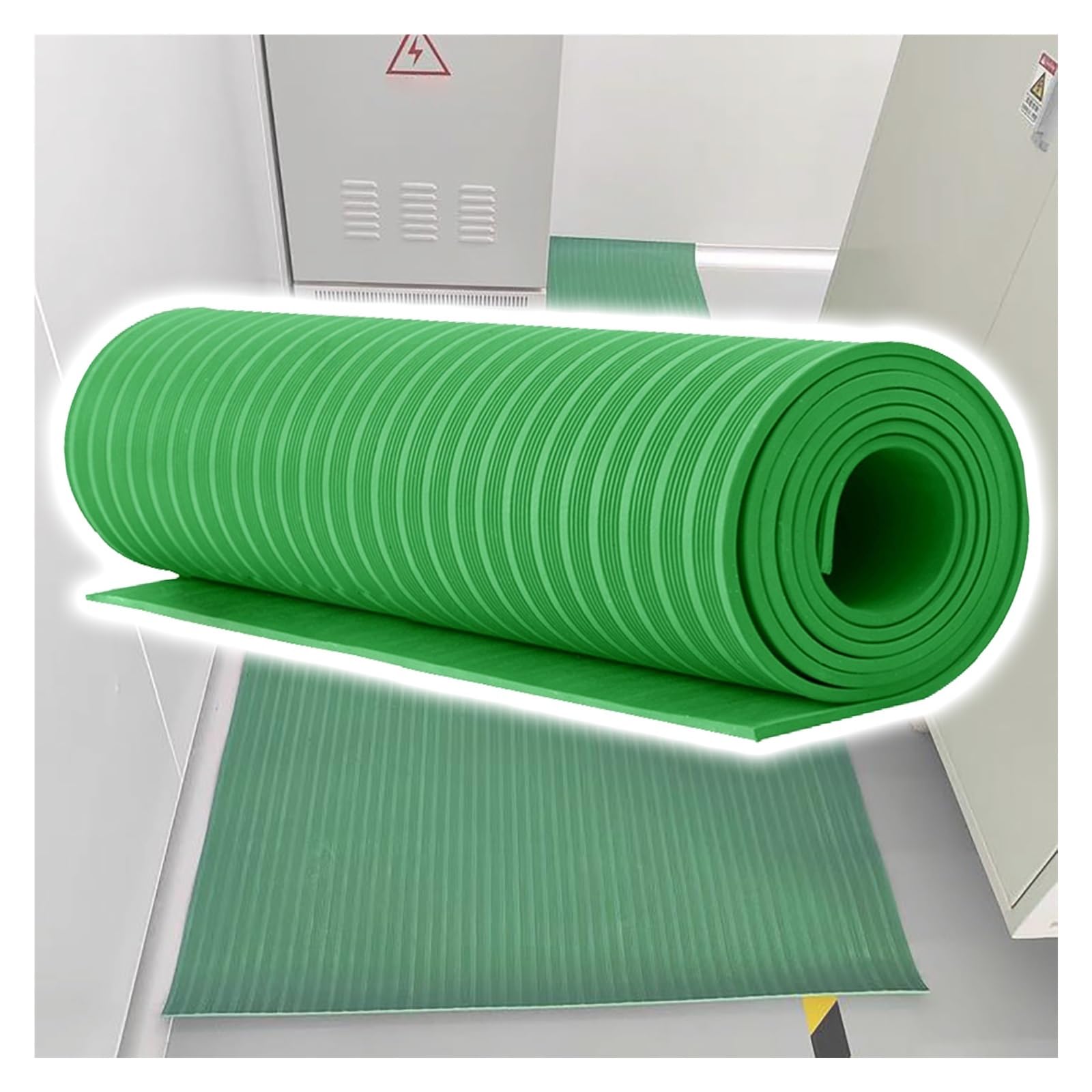 ZJKXJH Electrical insulating rubber mat Dielectric Industrial Work Mats for Electric Shock Protection, High Voltage Insulated Rubber Mat, Electric Safety Floor Sheet(Green-T-0.1",L - 21')