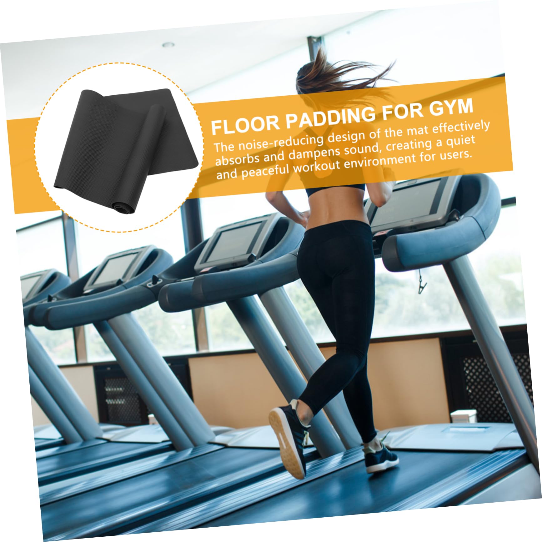 KOMBIUDA Rubber Exercise Mats for Gym Padded Exercise Mats for Home Treadmill Accessories Noise Reduction