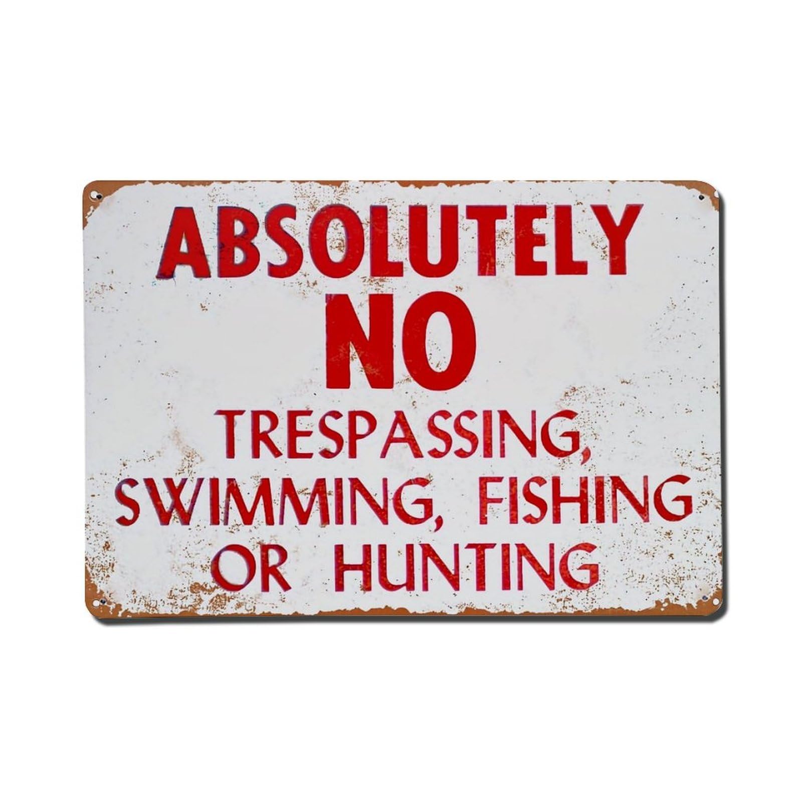 Nestemfo Vintage Absolutely No Trespassing Swimming Fishing Tin Sign Metal Sign, Living Room,Bar, Home, Bedroom Wall Decor,Retro Metal Poster 8X12 Inches