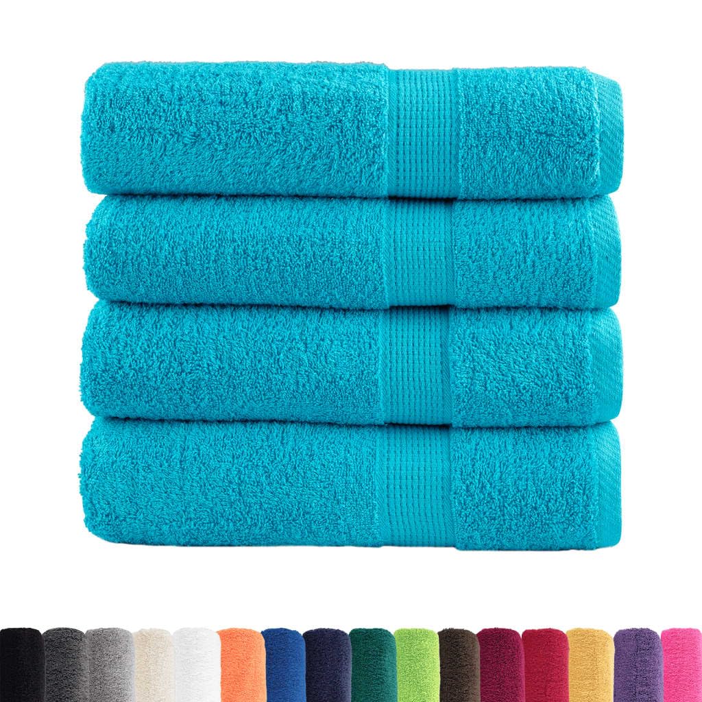 Asciugamani Doccia SOLUND 4 pz Turchesi 70x140 cm 600 g/m²,Teli Doccia e Sauna,Asciugamani da Doccia-137453