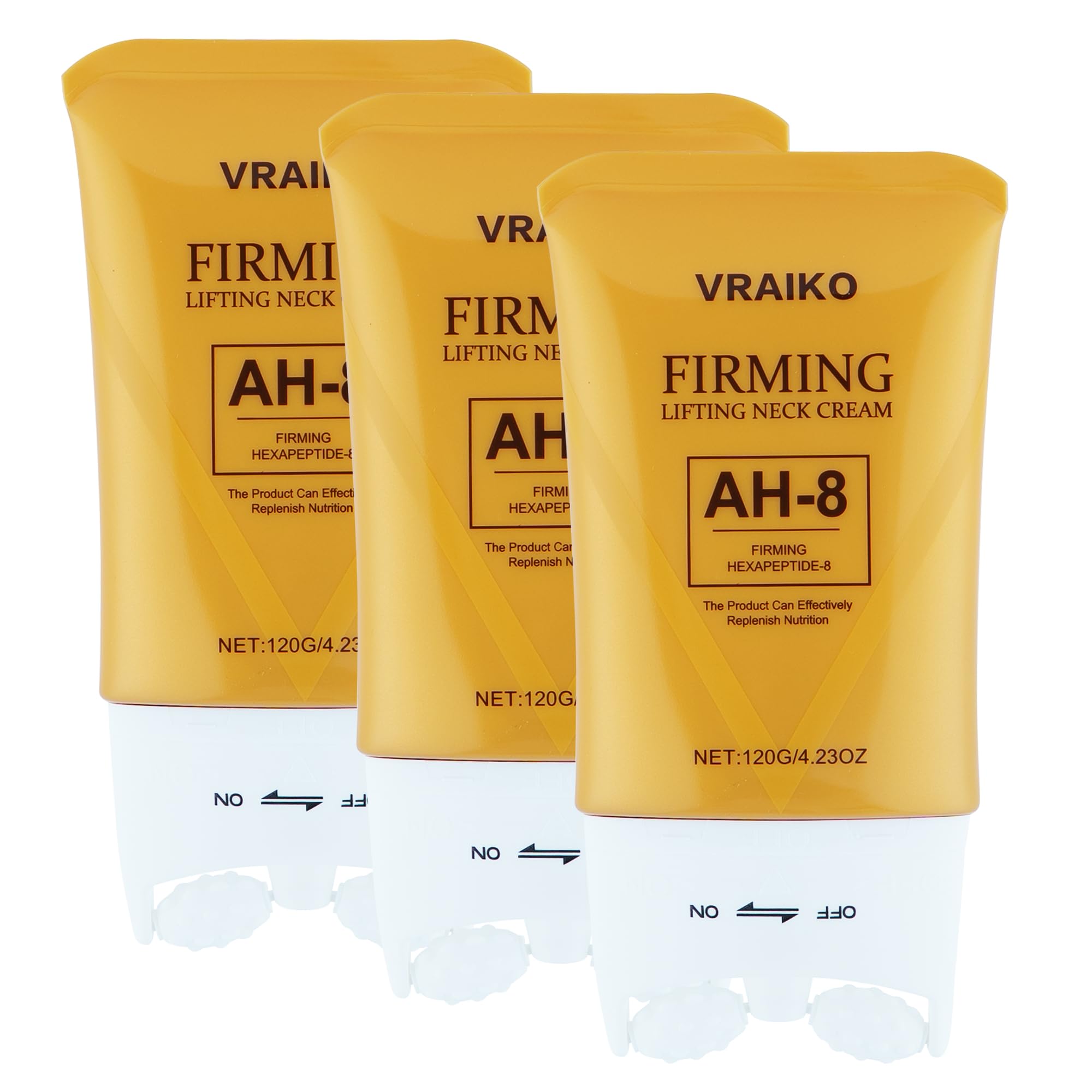 VRAIKO AH-8 Neck Firming Cream, 2-In-1 Gua Sha Neck Cream Roller with AH8 & Ceramide NP