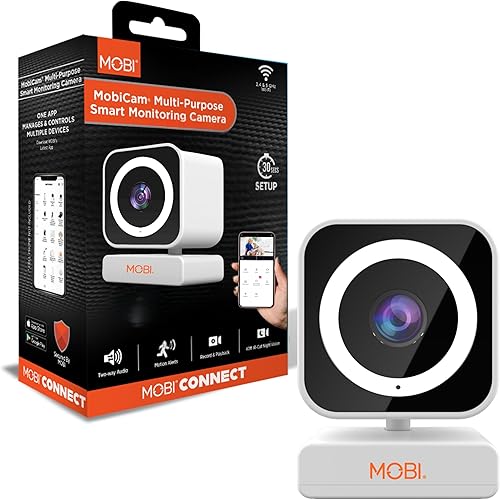 Mobi Cam MP 1080p Wi-Fi Smart Home Security para monitor de bebé, cámara de perro con detección de movimiento, cámara de audio de 2 vías con visión